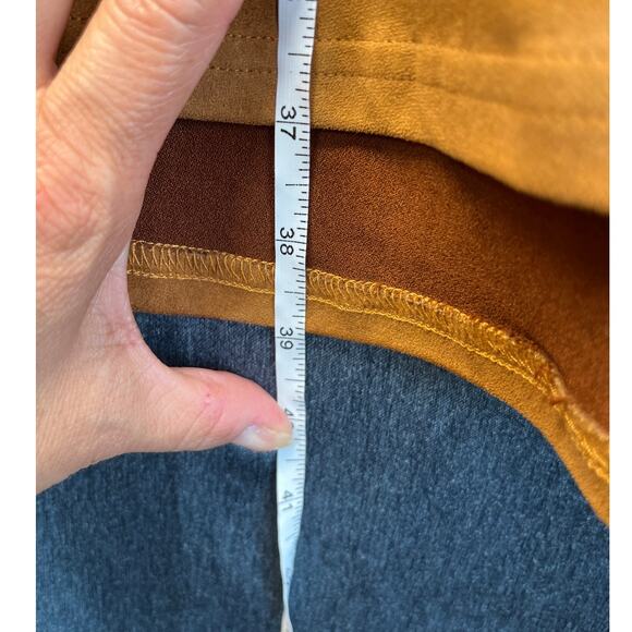 A Beautiful Soul Womens Tan Faux Suede Shift Dress Zipper Accent Office Wear - Picture 7 of 8